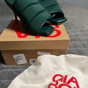 BNIB Gia Borghini Forrest Green Puffer Mule Heels